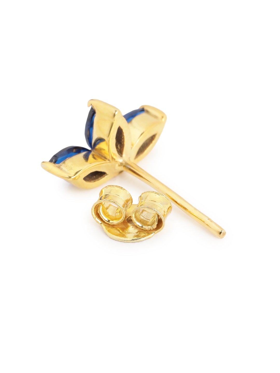 Noir Navy Stud Earrings (Pure Silver) - Gold